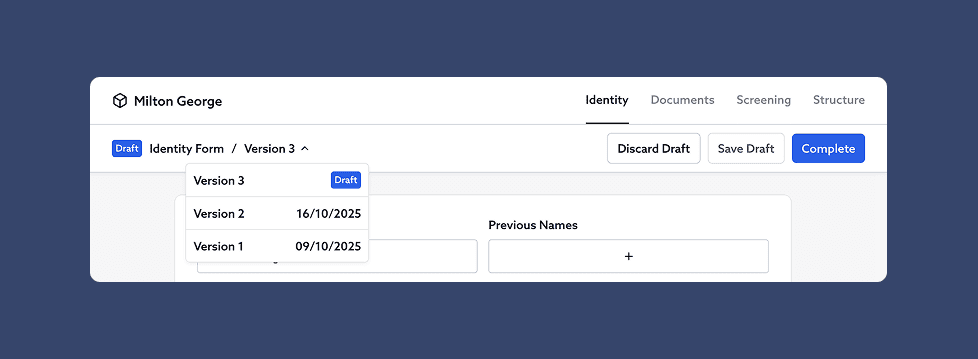 Improved Form Toolbar and Version Selector