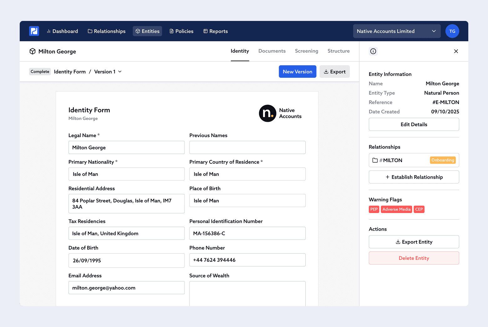 Entity Sidebar: Metadata, Relationships, and Actions